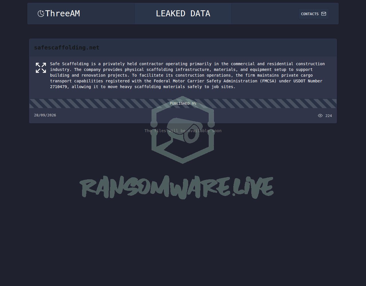 🏴☠️ Threeam has just published a new victim : safescaffolding.net