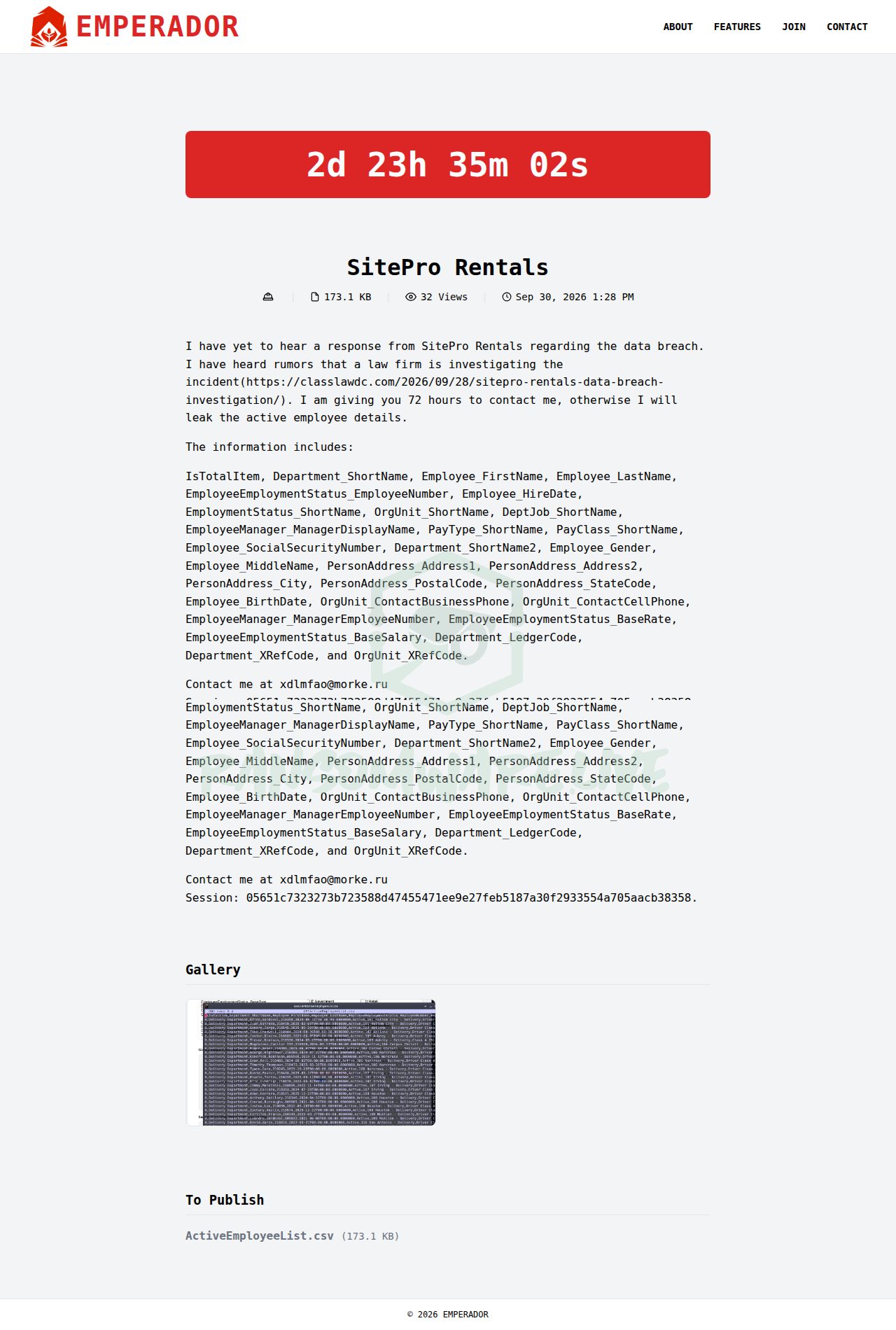 🏴☠️ Emperador has just published a new victim : SitePro Rentals