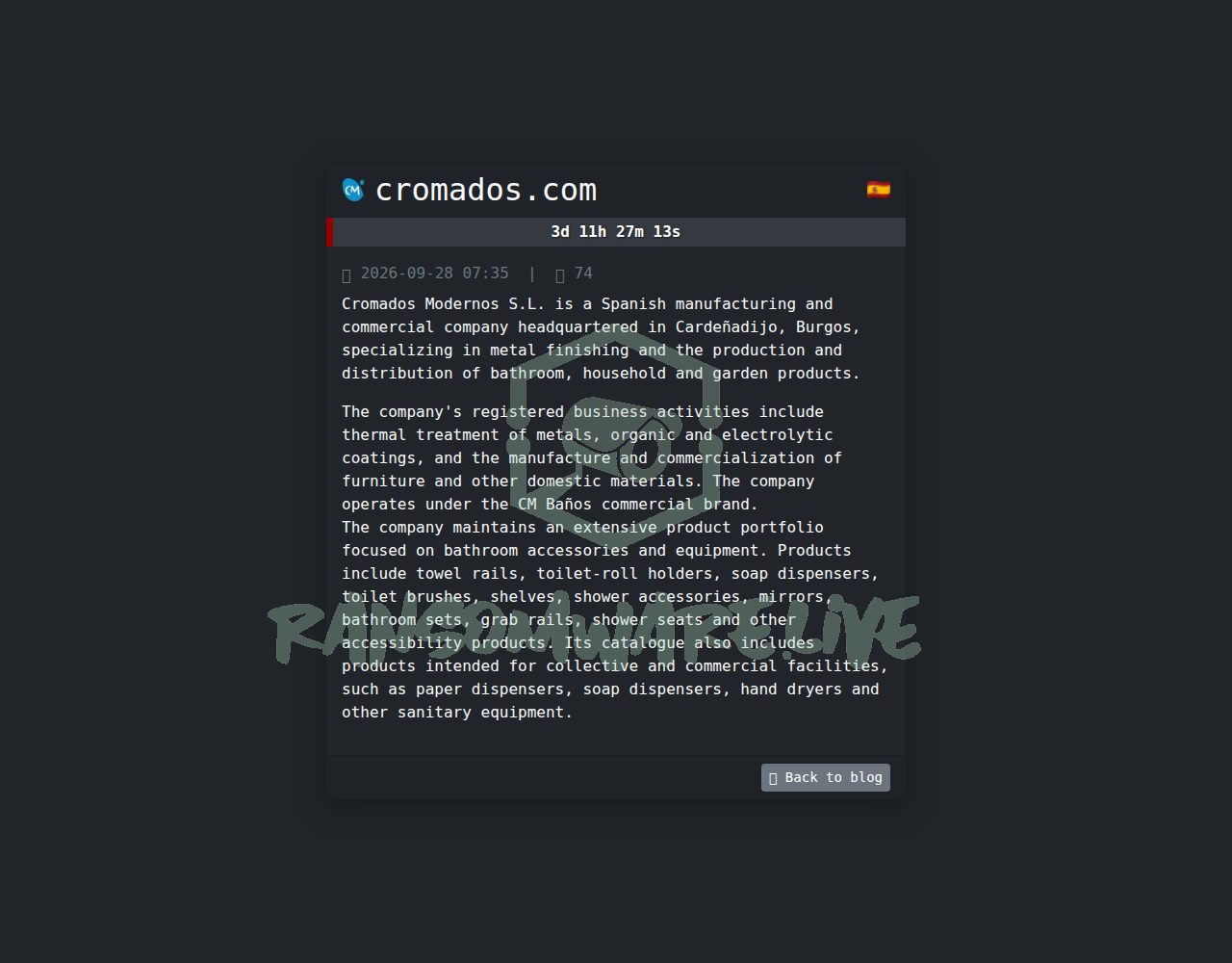 🏴☠️ Safepay has just published a new victim : cromados.com