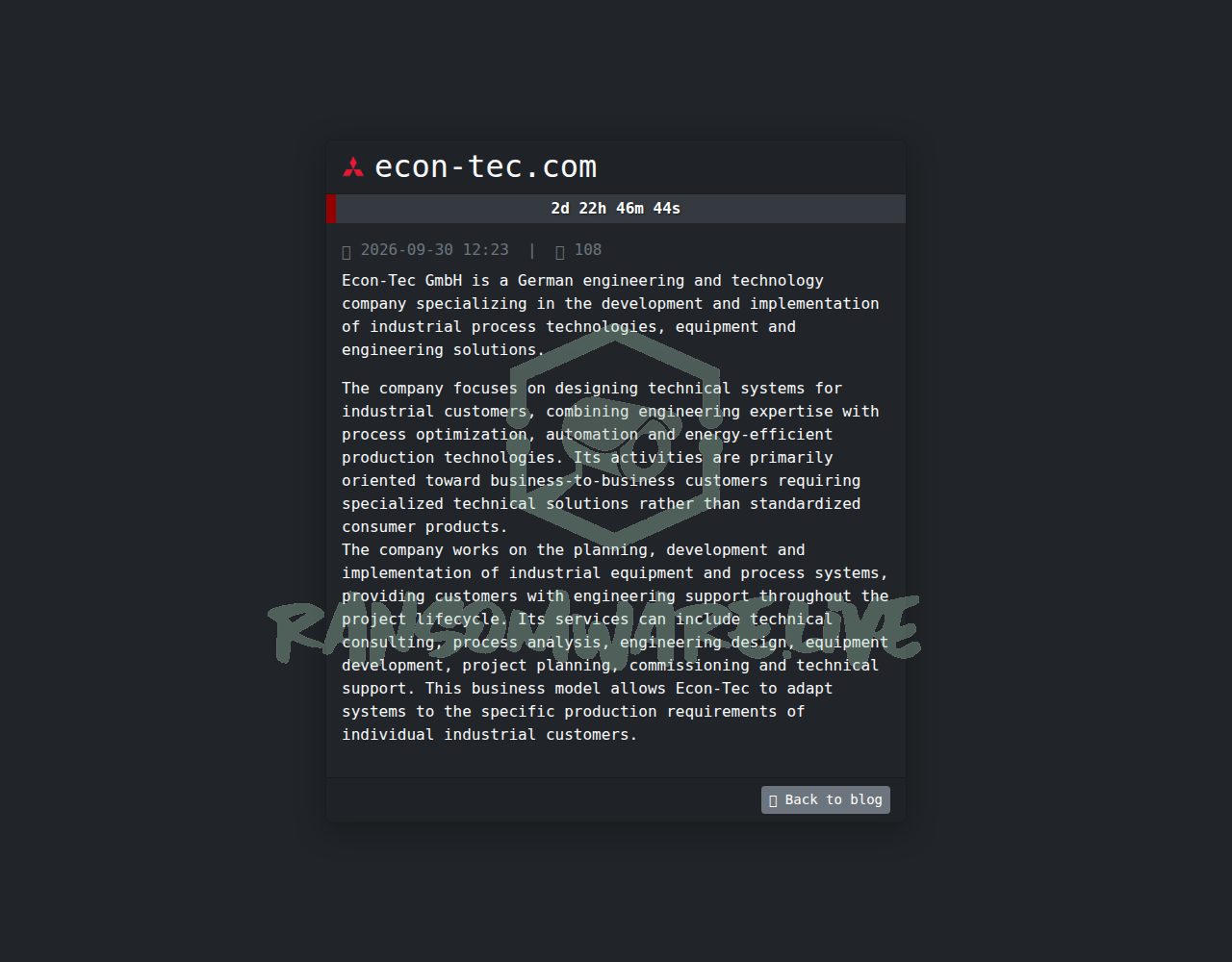 🏴☠️ Safepay has just published a new victim : econ-tec.com