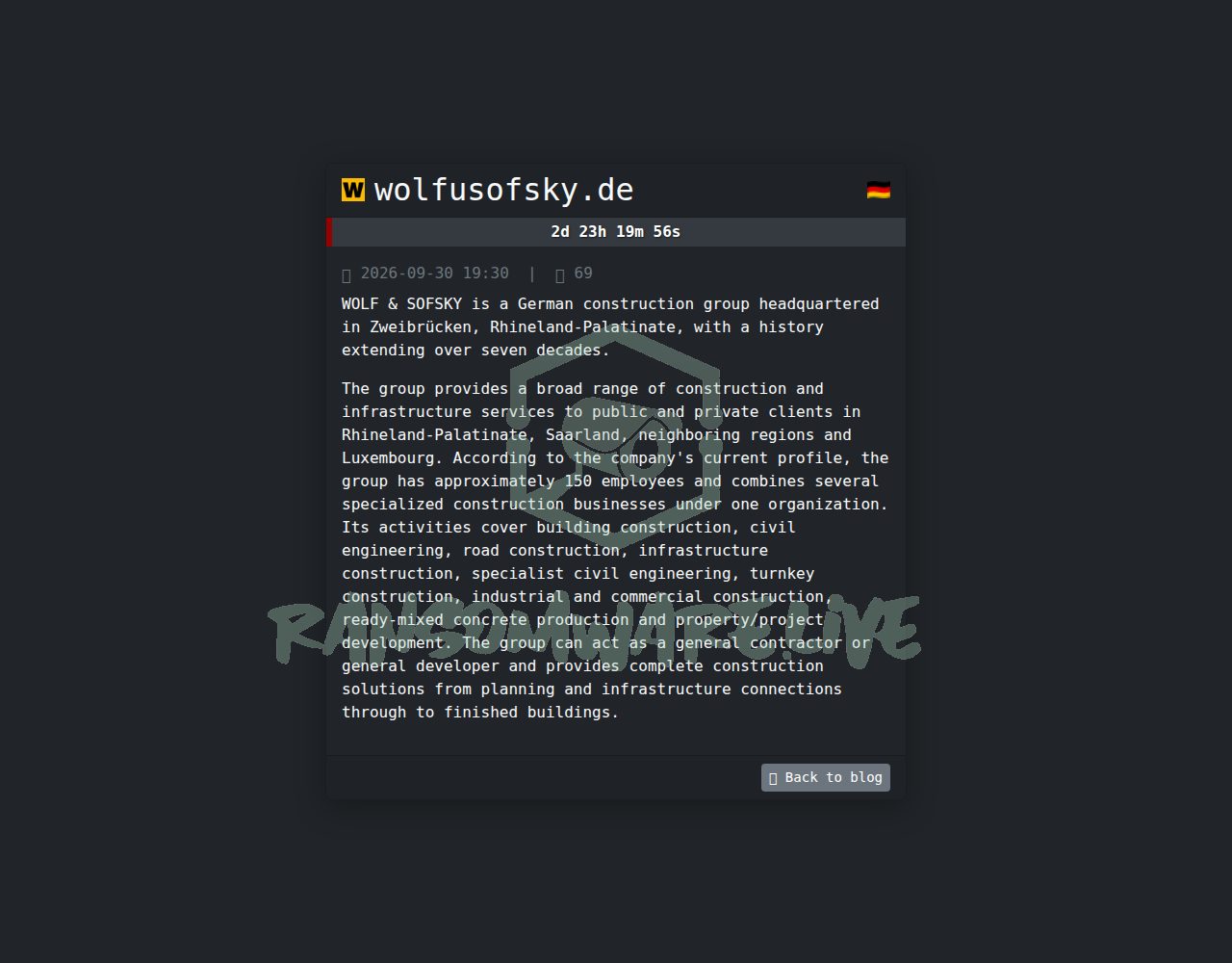 🏴☠️ Safepay has just published a new victim : wolfusofsky.de