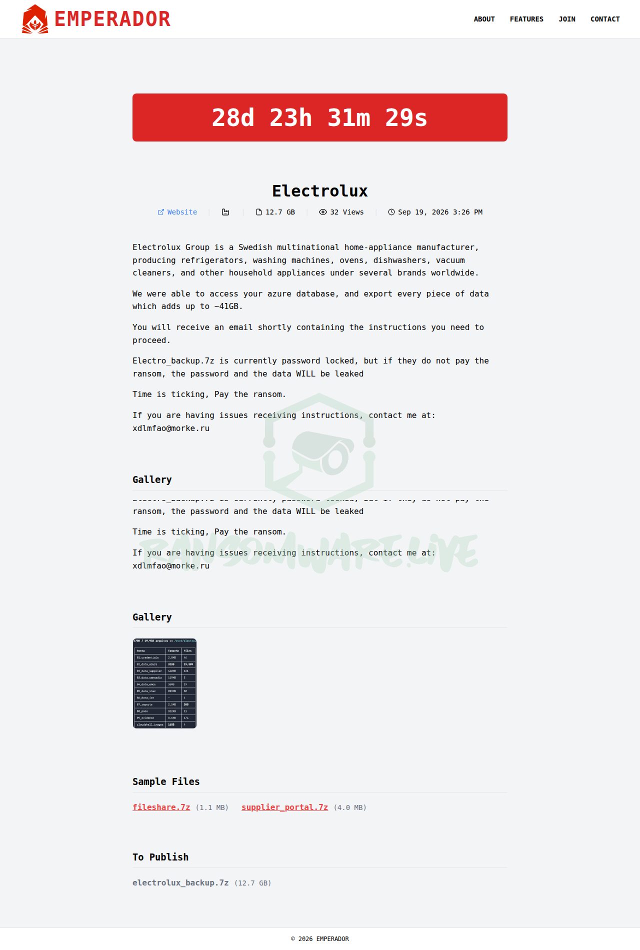 🏴☠️ Emperador has just published a new victim : Electrolux