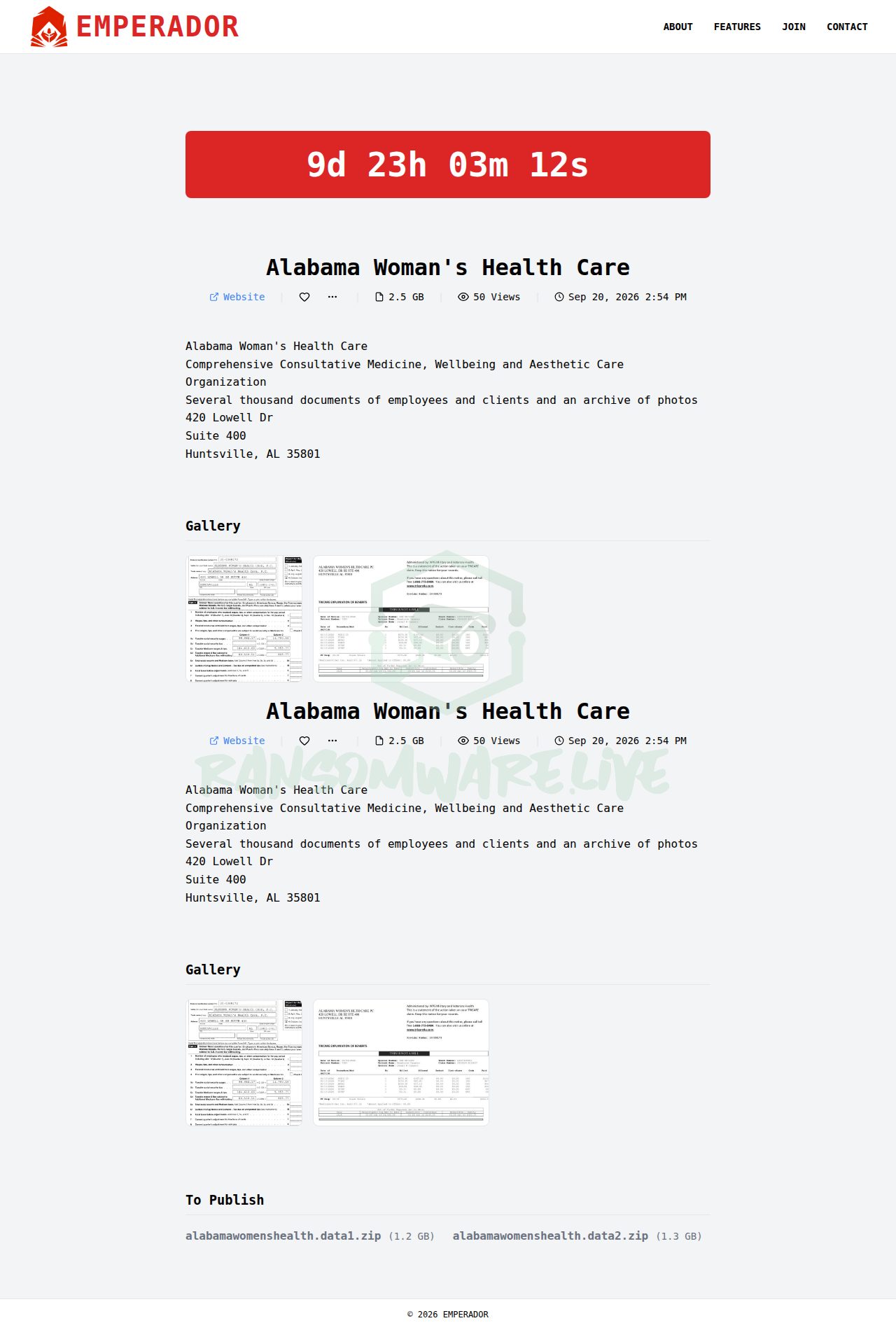 🏴☠️ Emperador has just published a new victim : Alabama Woman's Health Care