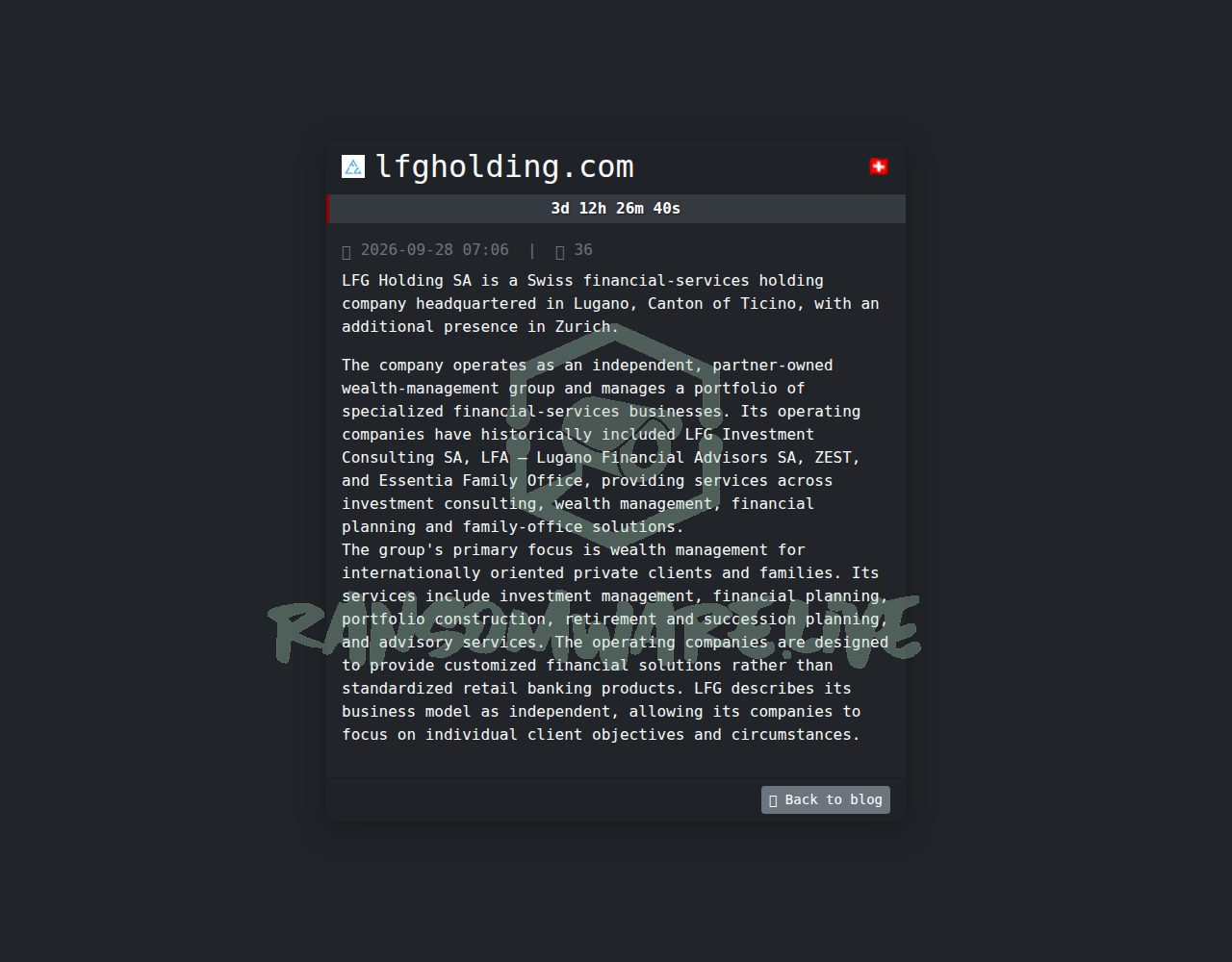 🏴☠️ Safepay has just published a new victim : lfgholding.com