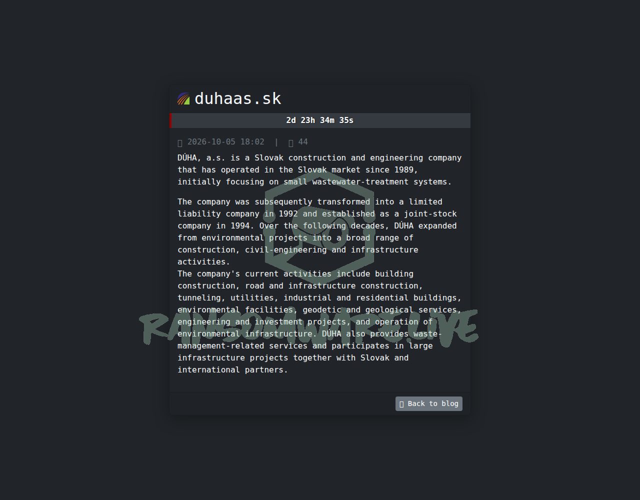 🏴☠️ Safepay has just published a new victim : duhaas.sk