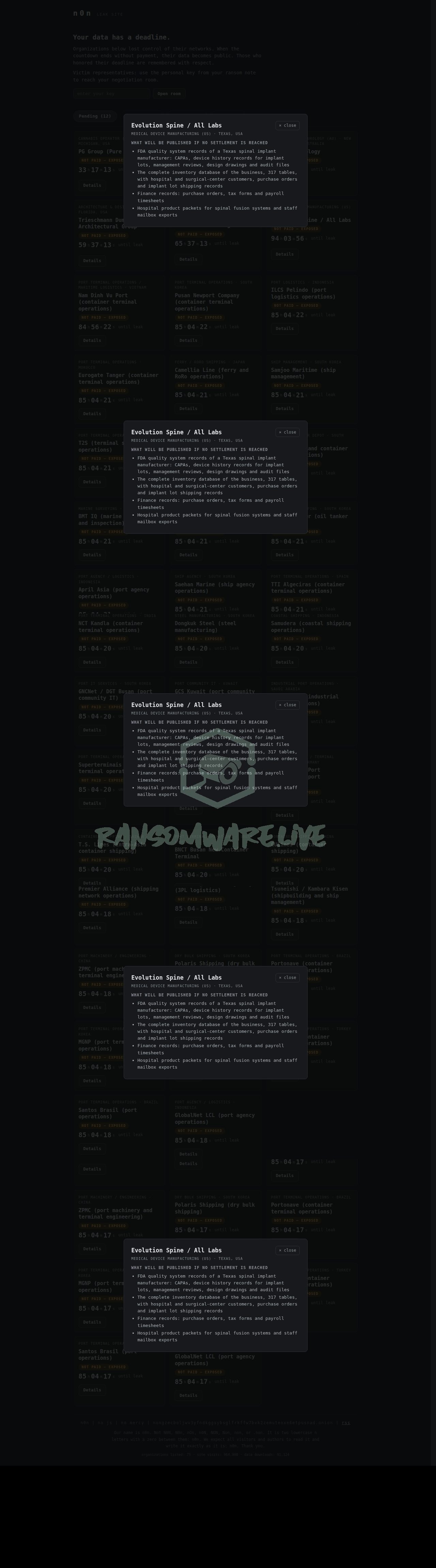 🏴☠️ N0n has just published a new victim : Evolution Spine / All Labs