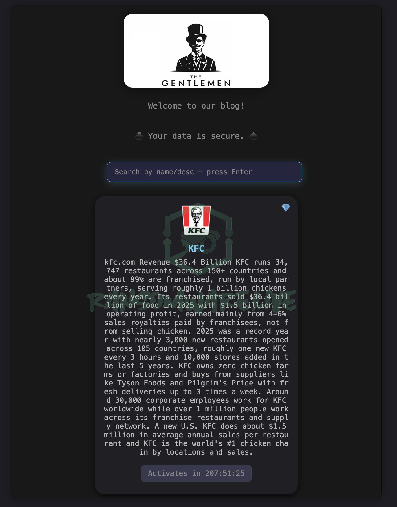 🏴☠️ Thegentlemen has just published a new victim : KFC