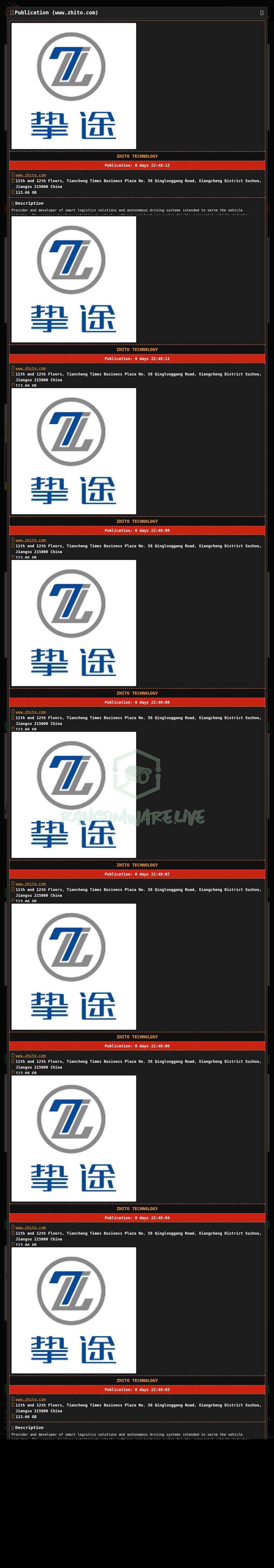 🏴☠️ Dragonforce has just published a new victim : Zhito Technology