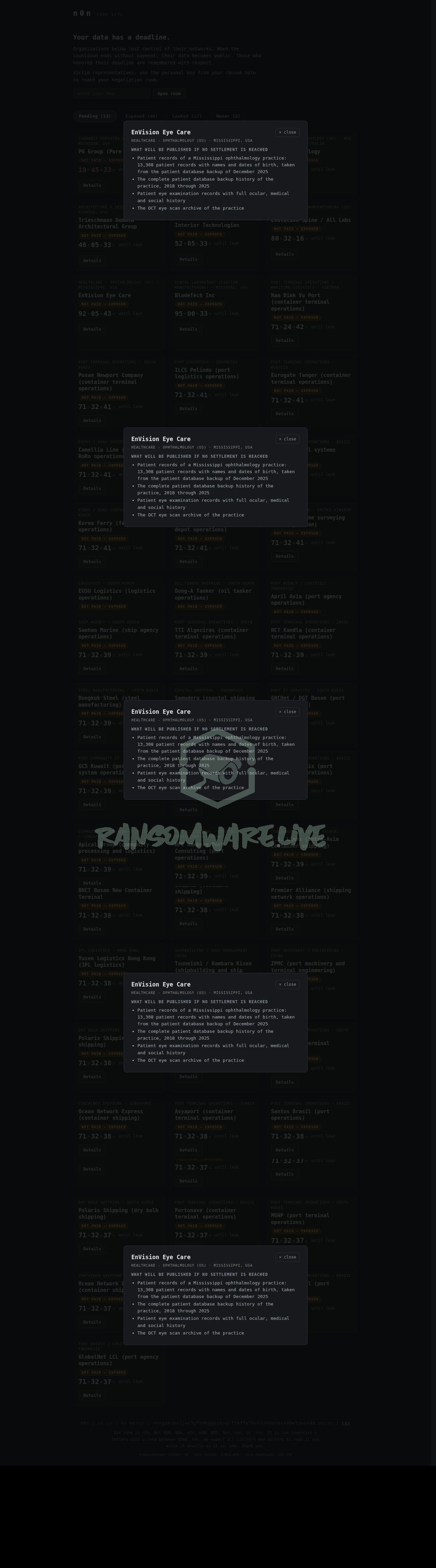 🏴☠️ N0n has just published a new victim : EnVision Eye Care