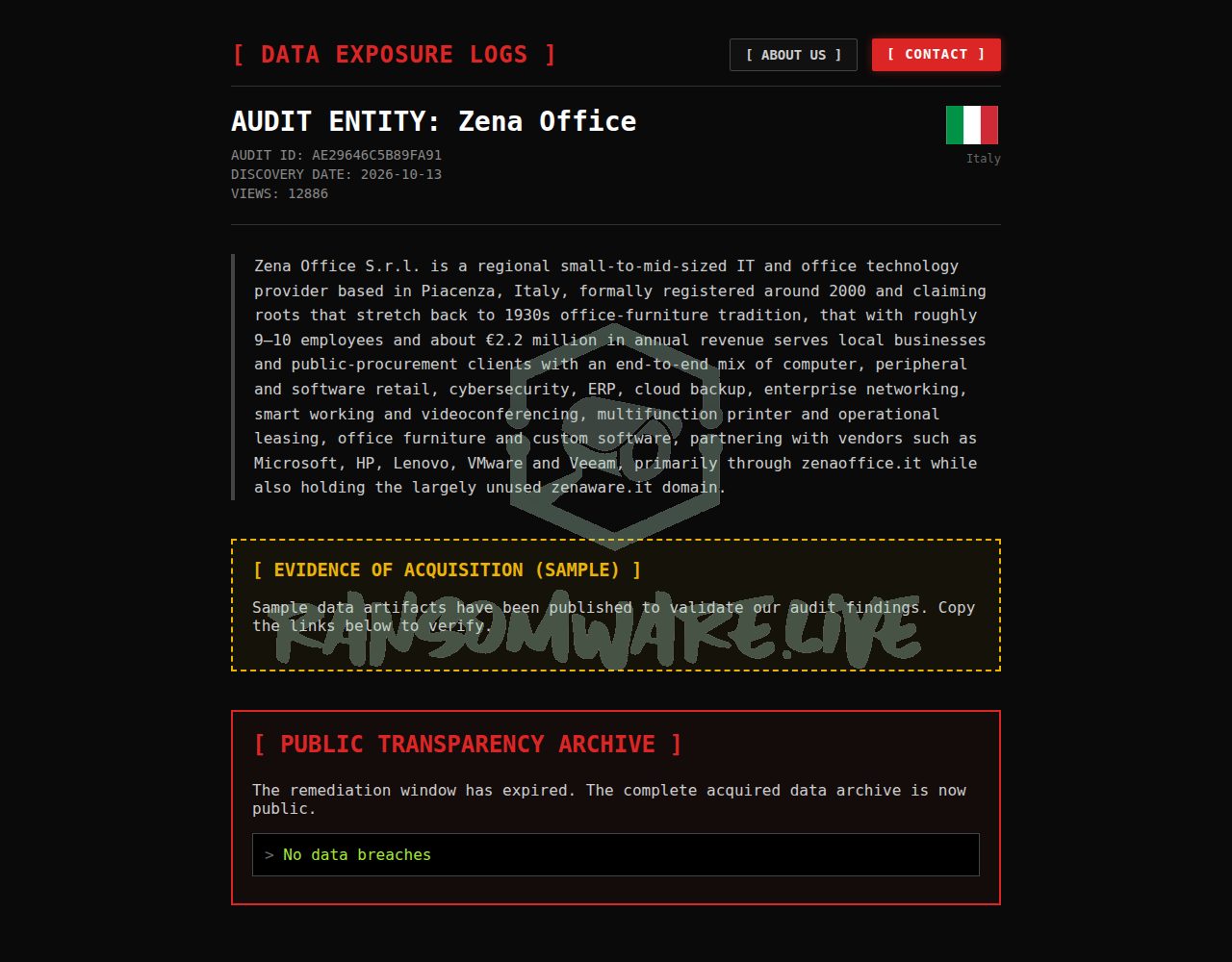 🏴☠️ Auditteam has just published a new victim : Zena Office