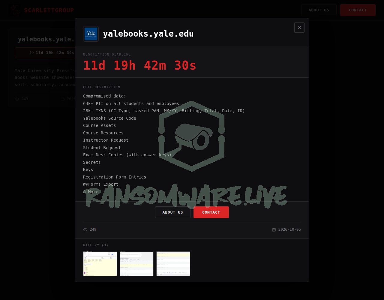 🏴☠️ Scarlettgroup has just published a new victim : yalebooks.yale.edu