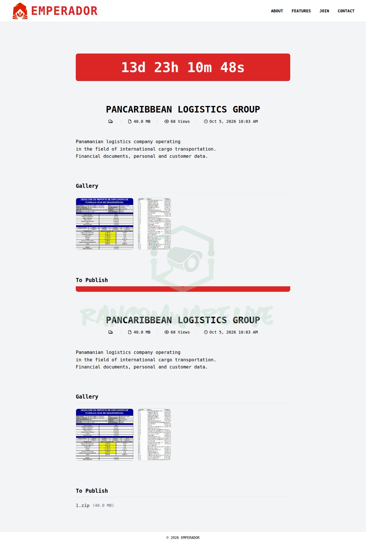 🏴☠️ Emperador has just published a new victim : PANCARIBBEAN LOGISTICS GROUP