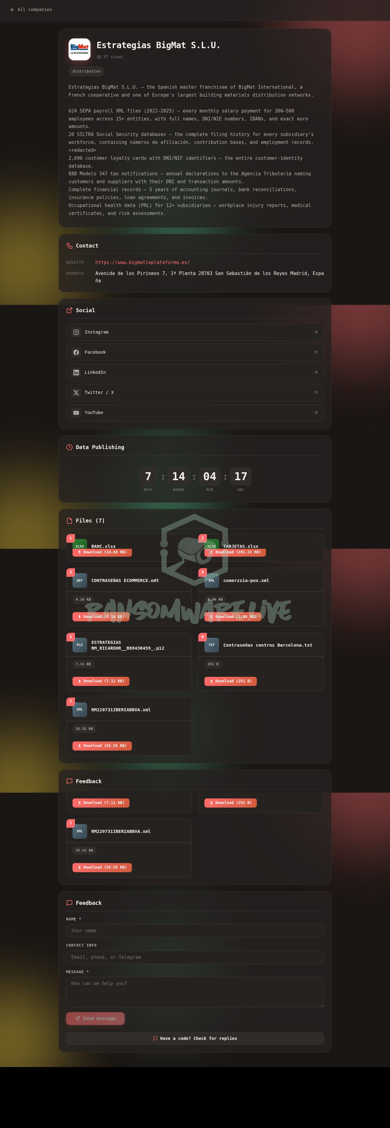 🏴☠️ Aurora has just published a new victim : Estrategias BigMat S.L.U.