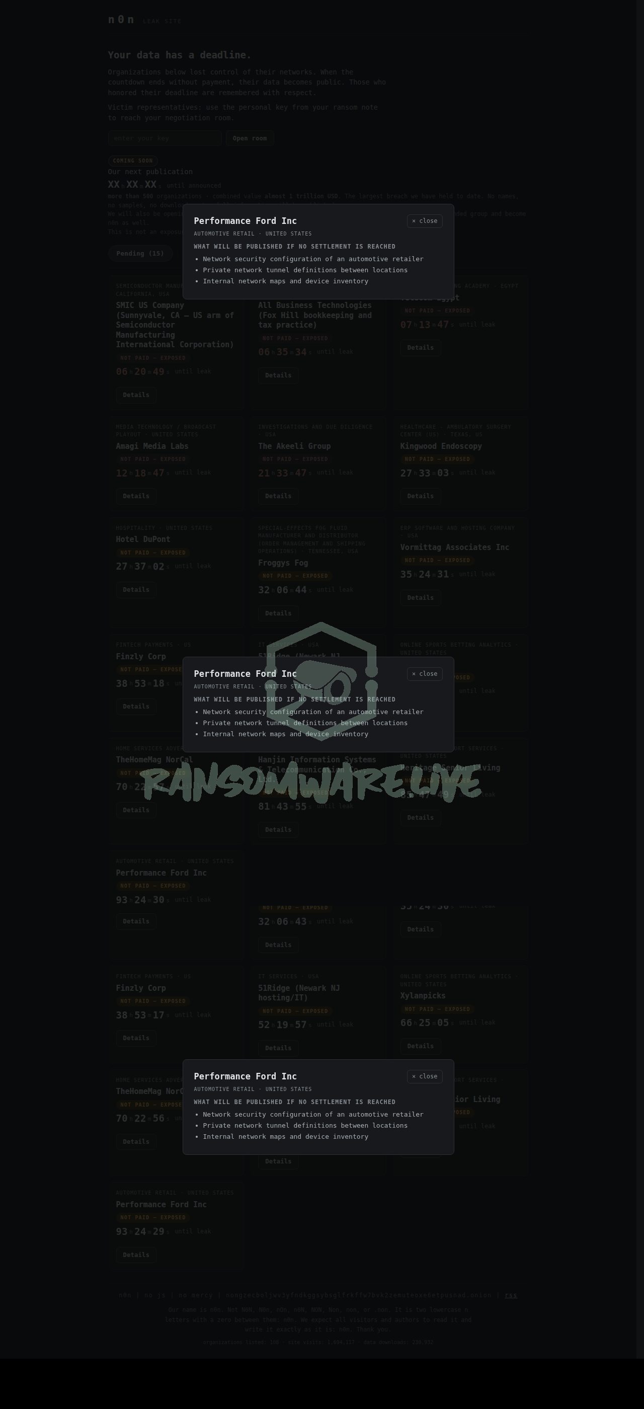 🏴☠️ N0n has just published a new victim : Performance Ford Inc