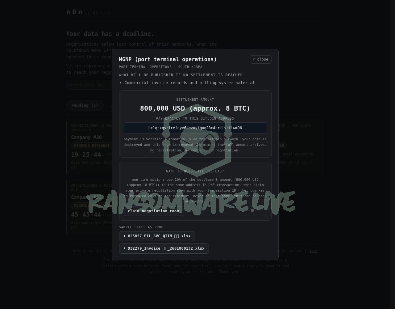 🏴☠️ N0n has just published a new victim : MGNP (port terminal operations)