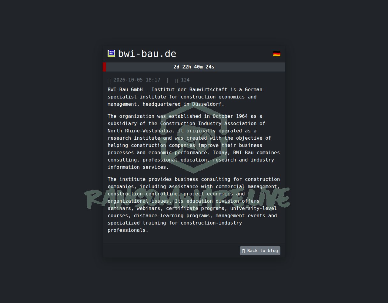 🏴☠️ Safepay has just published a new victim : bwi-bau.de