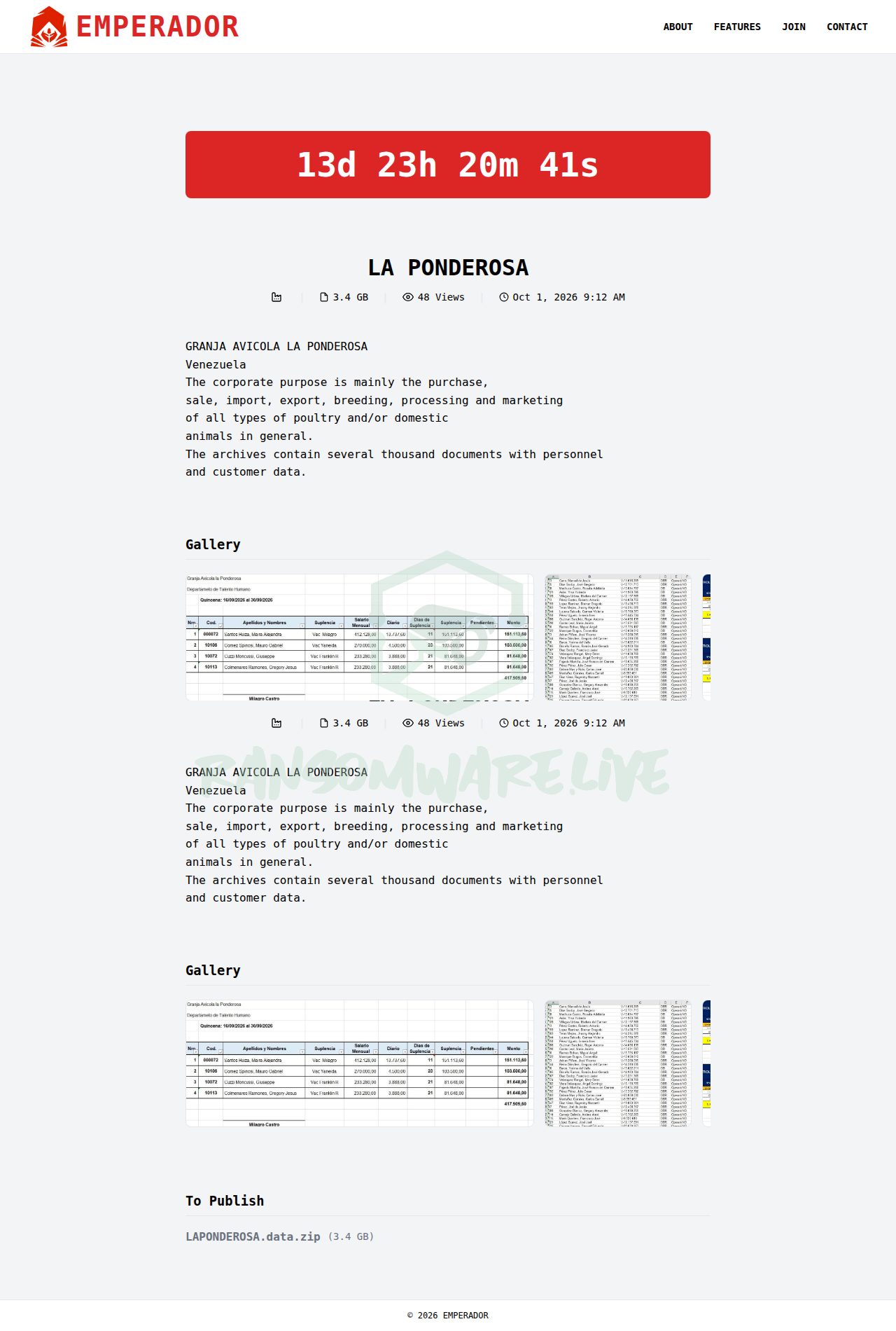 🏴☠️ Emperador has just published a new victim : LA PONDEROSA