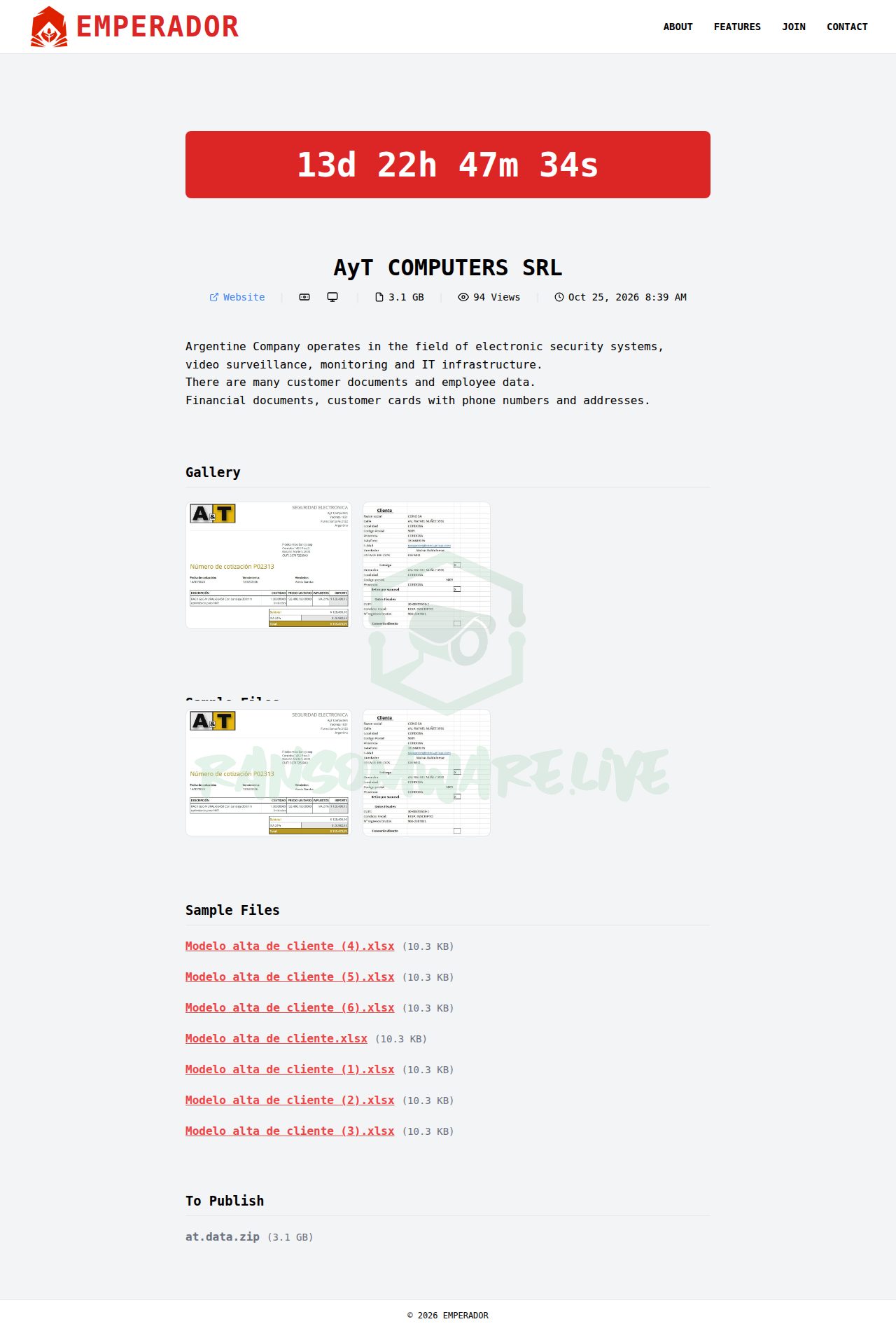 🏴☠️ Emperador has just published a new victim : AyT COMPUTERS SRL