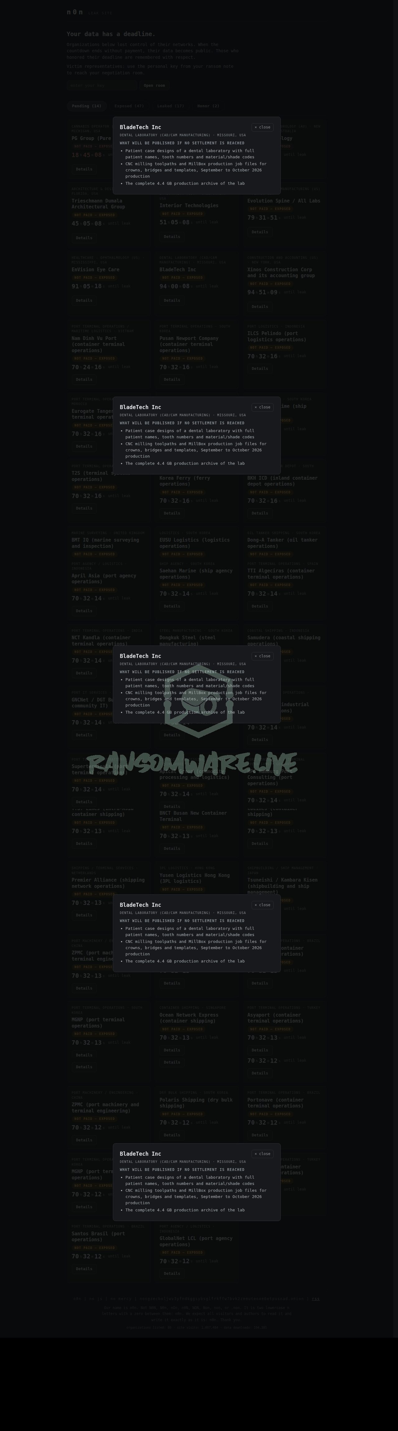 🏴☠️ N0n has just published a new victim : BladeTech Inc