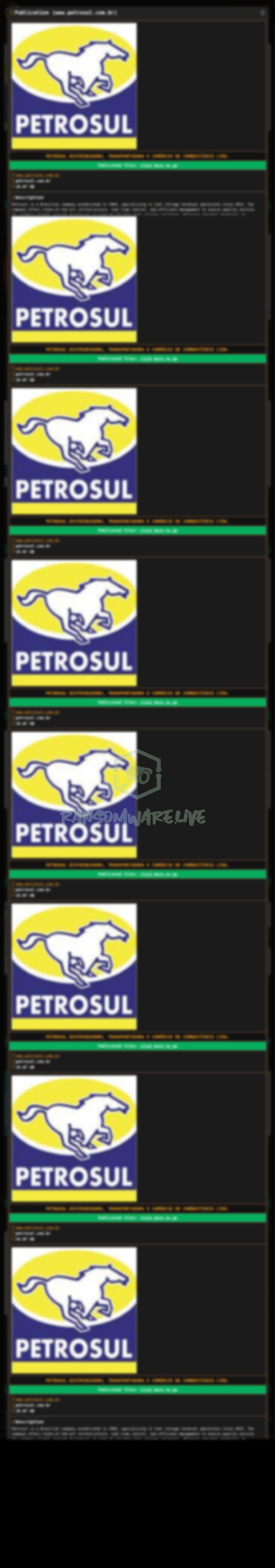 🏴☠️ Dragonforce has just published a new victim : Petrosul Distribuidora, Transportadora e Comércio de Combustíveis Ltda.