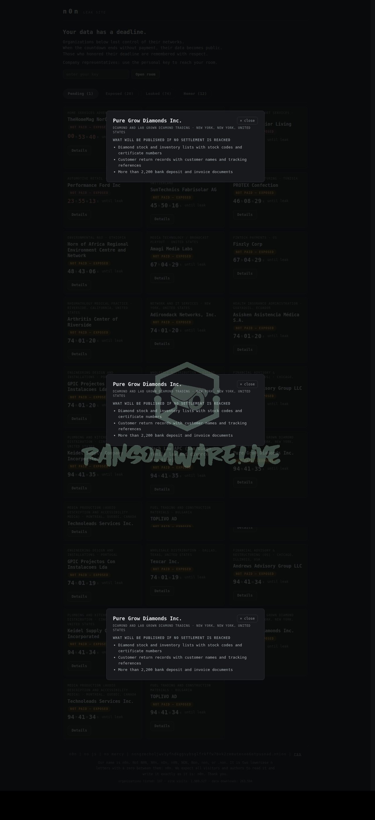 🏴☠️ N0n has just published a new victim : Pure Grow Diamonds Inc.