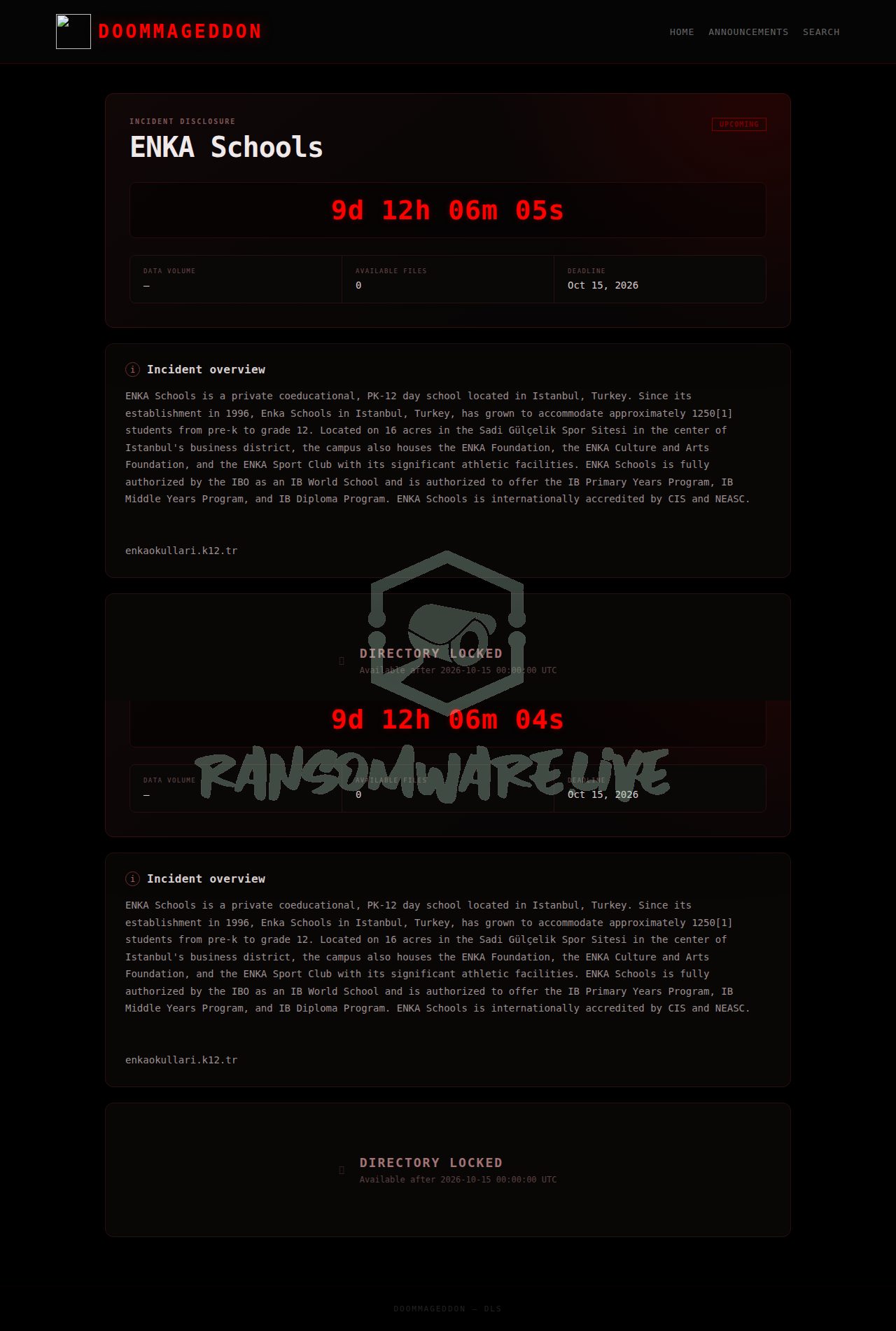 🏴☠️ Doommageddon has just published a new victim : ENKA Schools