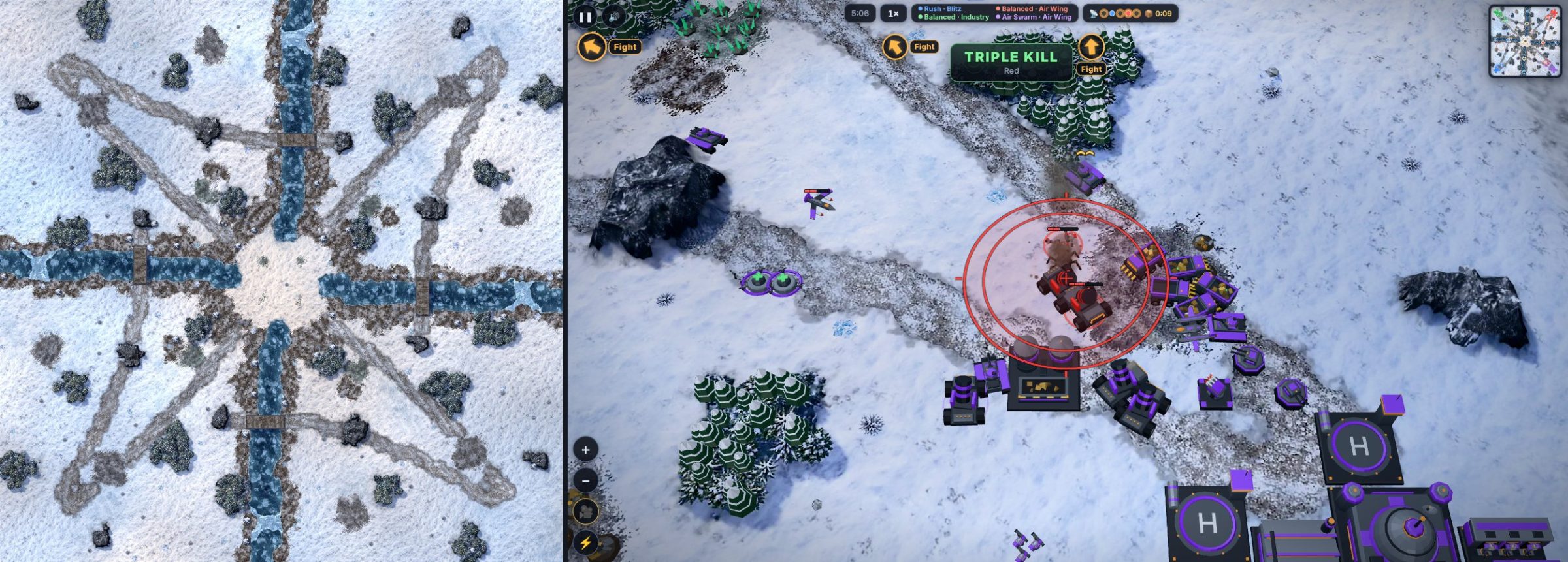 battledrones v14: Compass Rose, a four player map