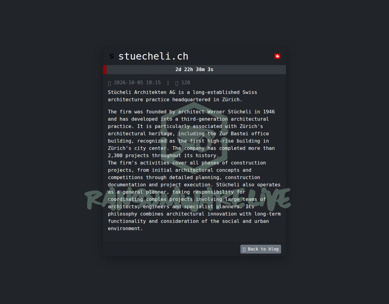 🏴☠️ Safepay has just published a new victim : stuecheli.ch