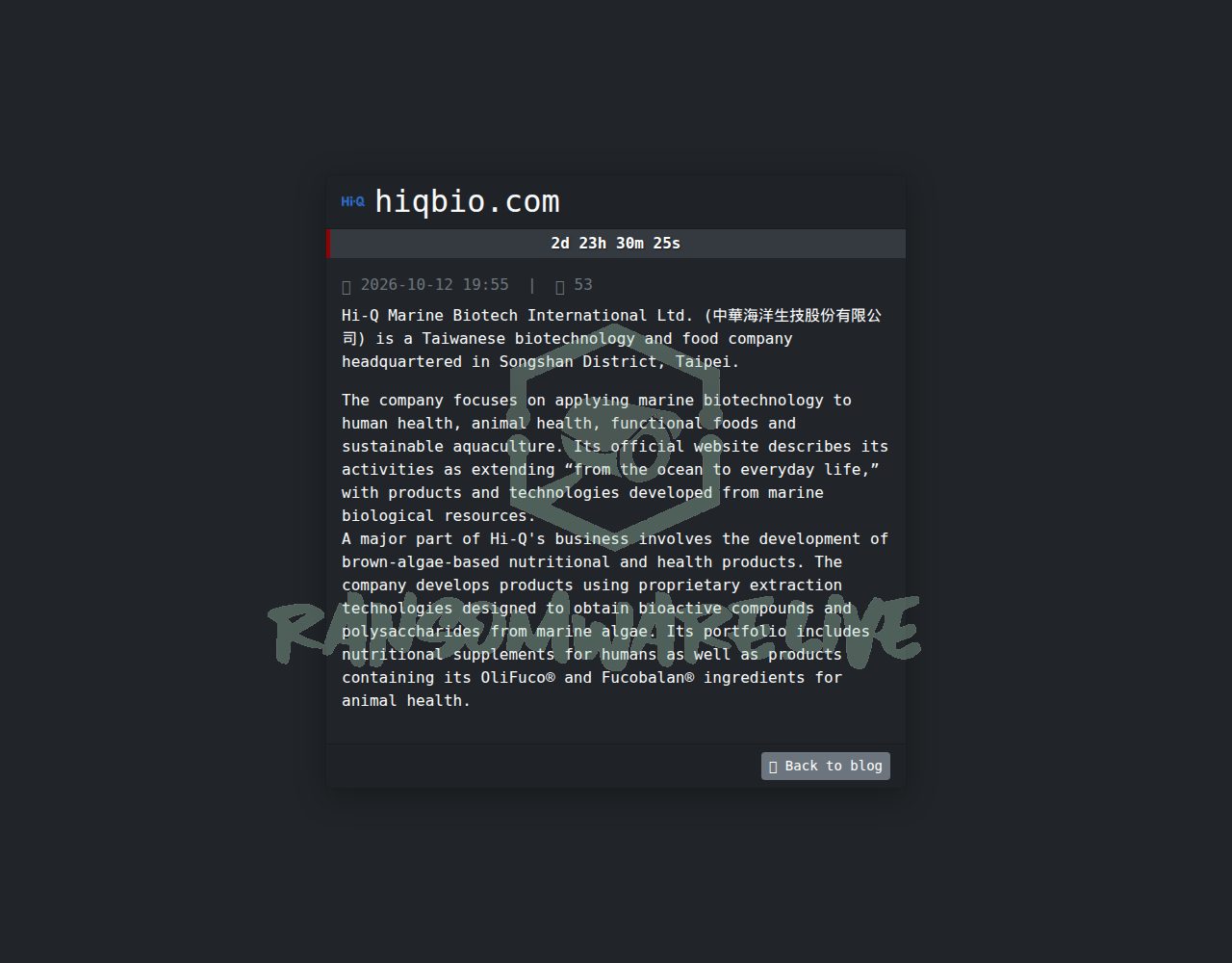 🏴☠️ Safepay has just published a new victim : hiqbio.com