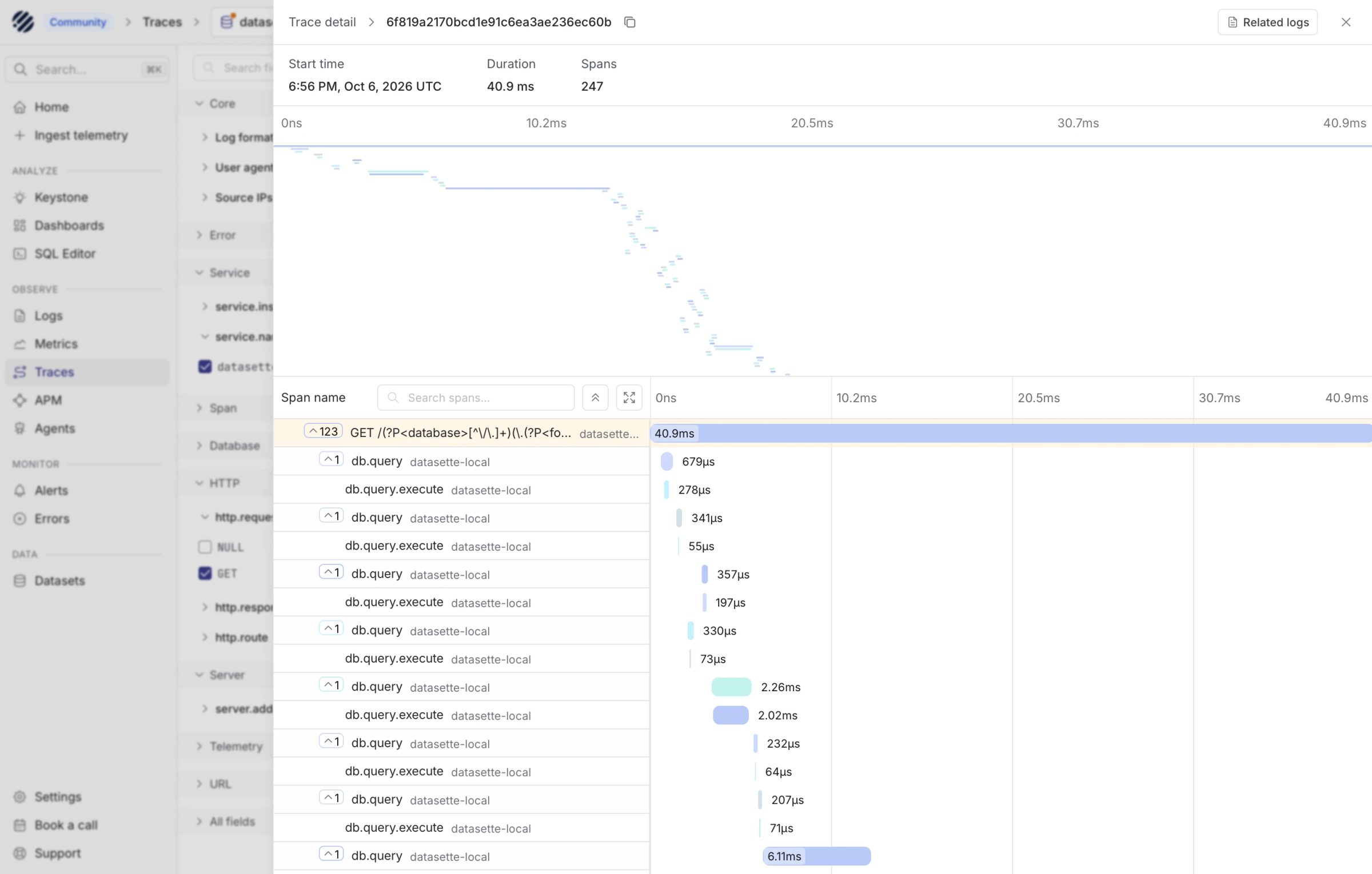 Using Parseable with Datasette for OpenTelemetry traces