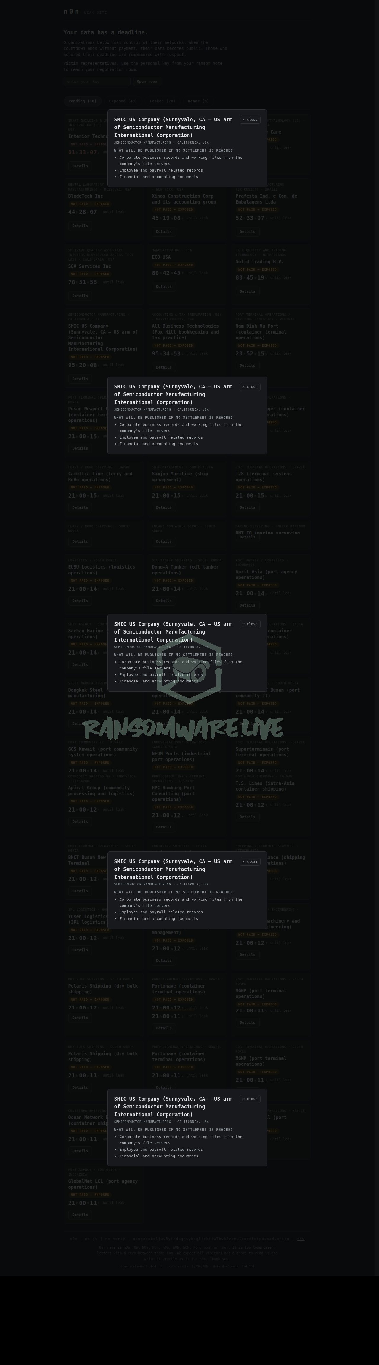 🏴☠️ N0n has just published a new victim : SMIC US Company (Sunnyvale, CA — US arm of Semiconductor Manufacturing International Corpo...