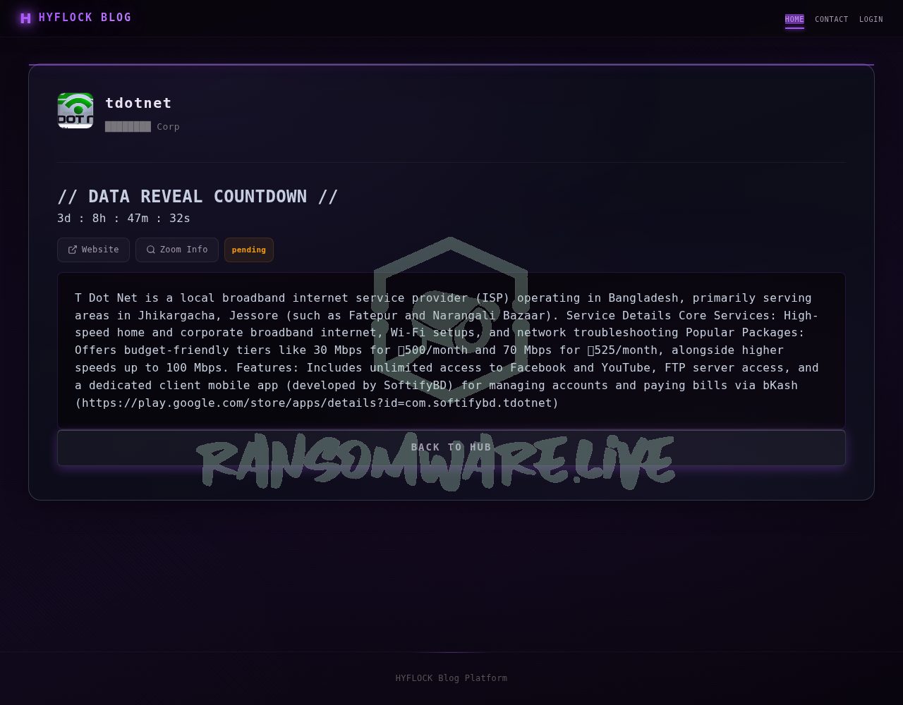 🏴☠️ Hyflock has just published a new victim : tdotnet
