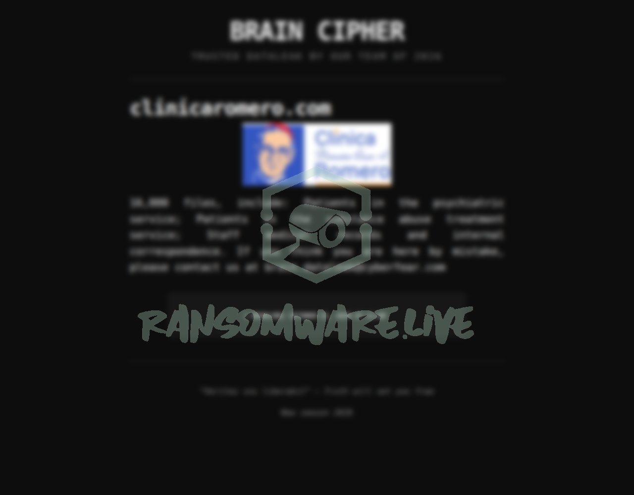 🏴☠️ Braincipher has just published a new victim : clinicaromero.com